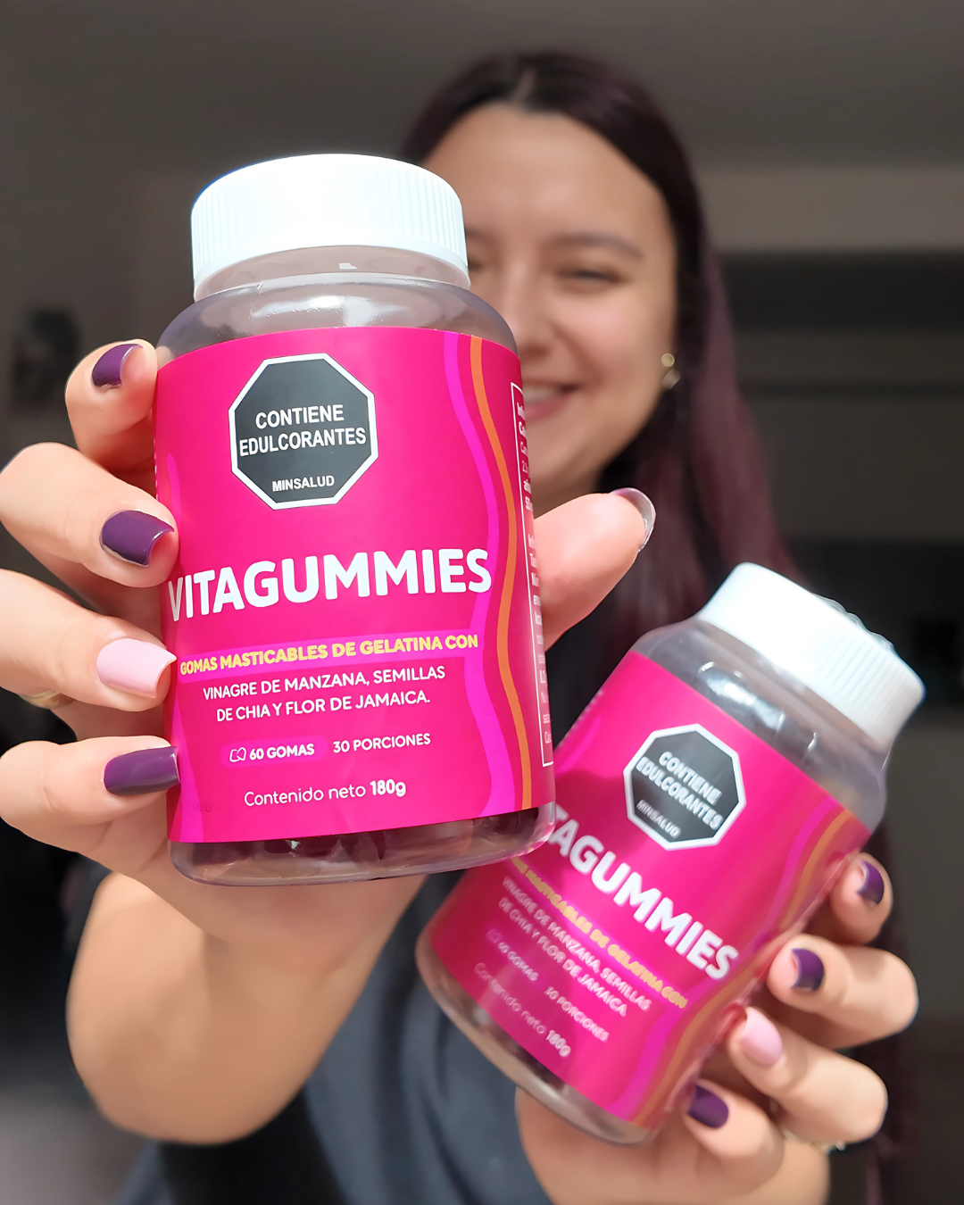 VITAGUMMIES 🍏 GOMAS MASTICABLES CON VINAGRE DE MANZANA, SEMILLAS DE CHÍA Y FLOR DE JAMAICA 🌺